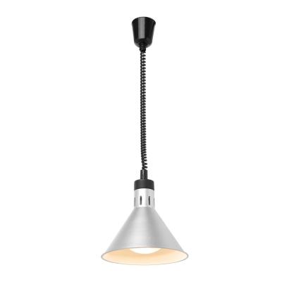 Závěsná výhřevná lampa s nastavitelnou výškou, kuželová, HENDI, Stříbrná, 230V/250W, ⌀275x(H)250mm | 273869